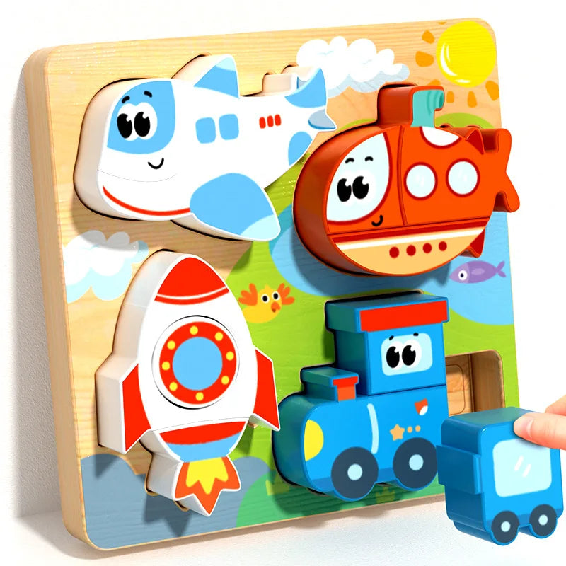 Montessori Wooden Puzzle – Alphabet, Numbers & Shapes for Early Learning
