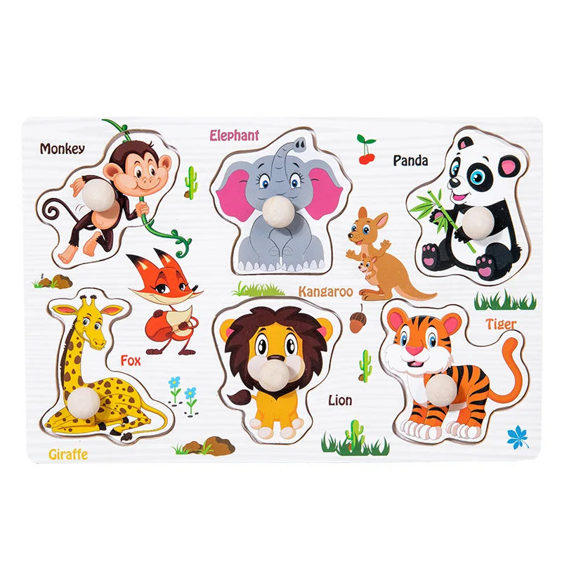 Montessori Wooden Puzzle – Alphabet, Numbers & Shapes for Early Learning
