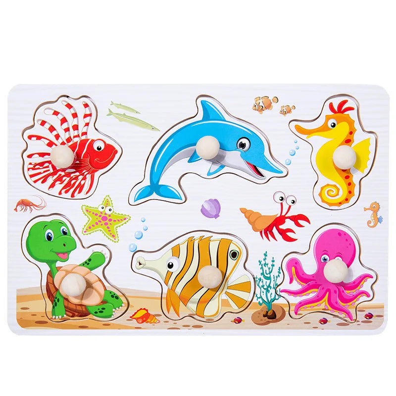 Montessori Wooden Puzzle – Alphabet, Numbers & Shapes for Early Learning
