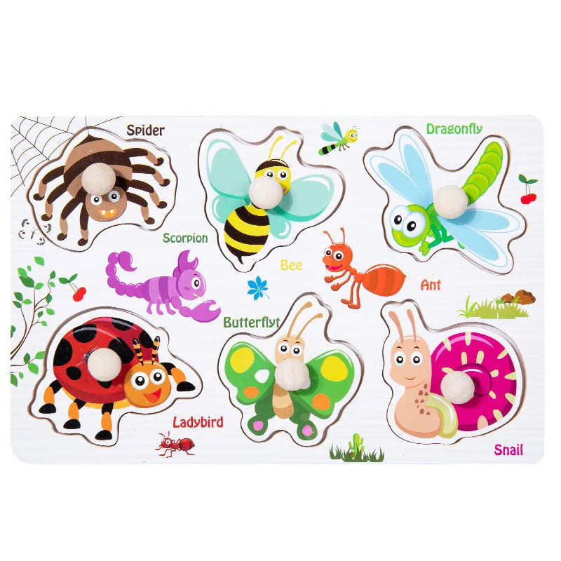 Montessori Wooden Puzzle – Alphabet, Numbers & Shapes for Early Learning