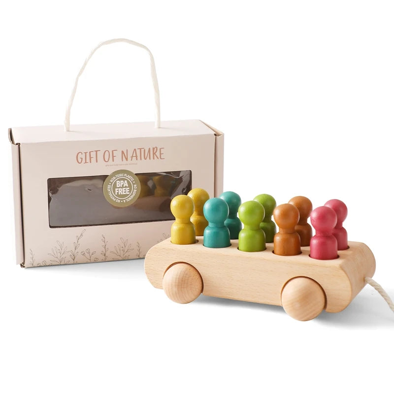Montessori Wooden Train – Rolling Number Toy for Early Learning