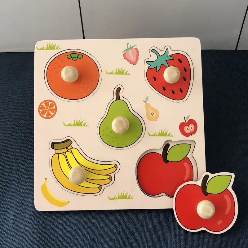 Montessori Wooden Puzzle – Alphabet, Numbers & Shapes for Early Learning