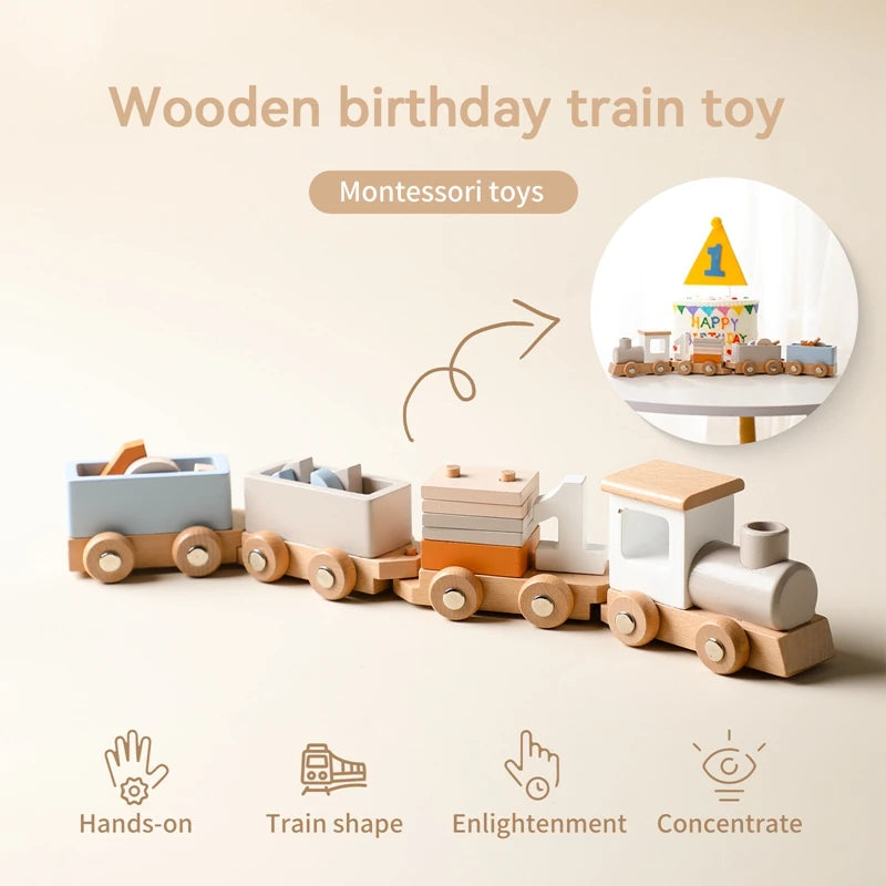 Montessori Wooden Train – Rolling Number Toy for Early Learning