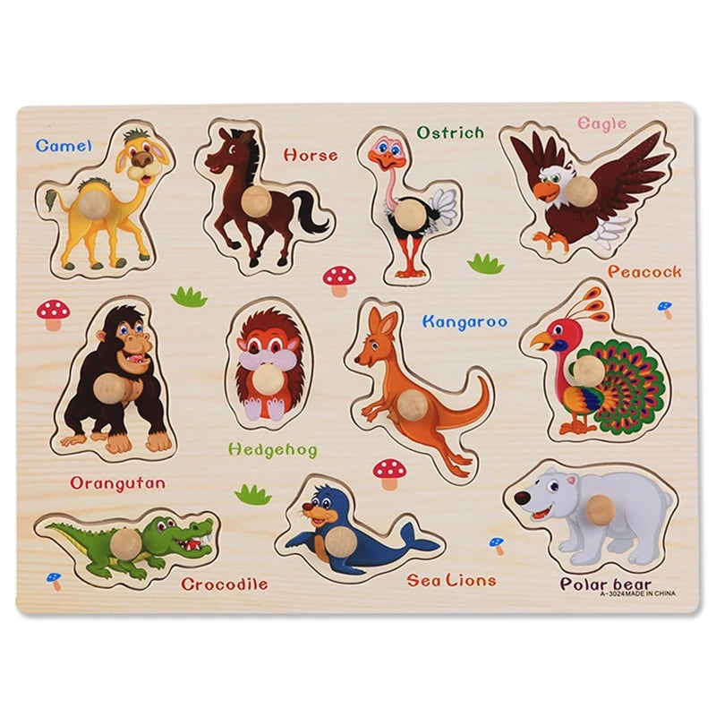 Montessori Wooden Puzzle – Alphabet, Numbers & Shapes for Early Learning