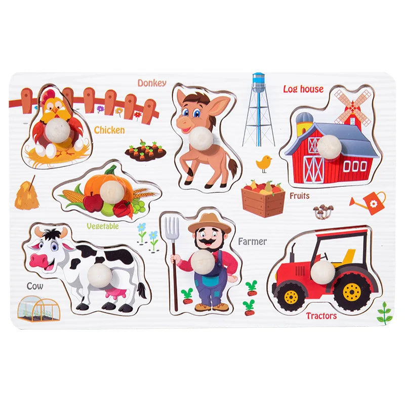 Montessori Wooden Puzzle – Alphabet, Numbers & Shapes for Early Learning