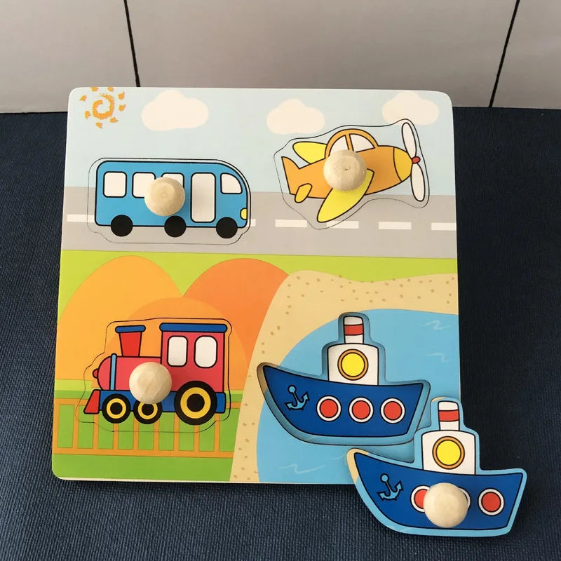 Montessori Wooden Puzzle – Alphabet, Numbers & Shapes for Early Learning