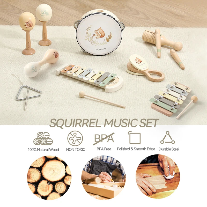 Montessori Wooden Xylophone & Beads – Musical Toy for Toddlers