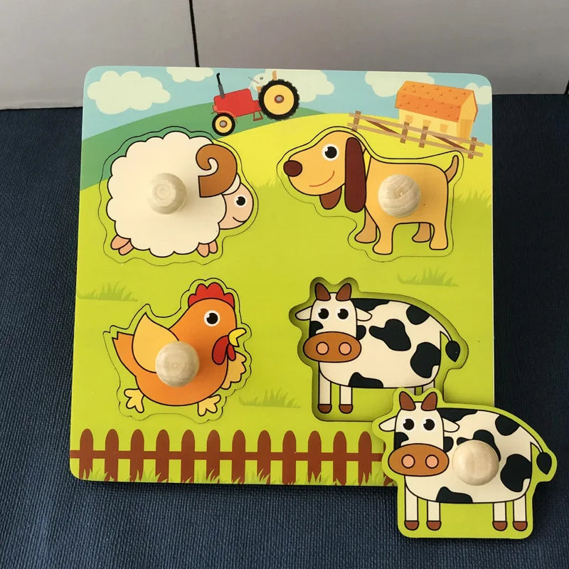 Montessori Wooden Puzzle – Alphabet, Numbers & Shapes for Early Learning