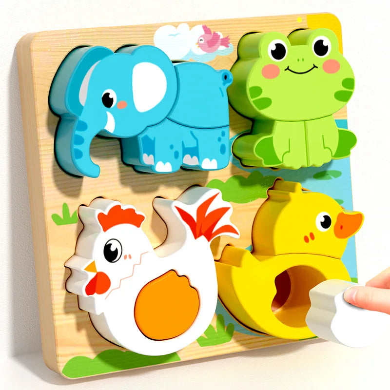 Montessori Wooden Puzzle – Alphabet, Numbers & Shapes for Early Learning