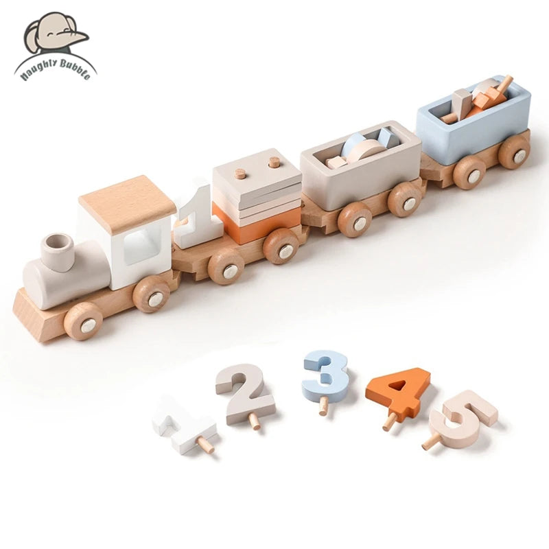 Montessori Wooden Train – Rolling Number Toy for Early Learning