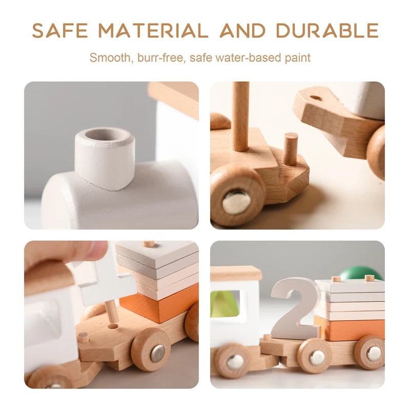 Montessori Wooden Train – Rolling Number Toy for Early Learning