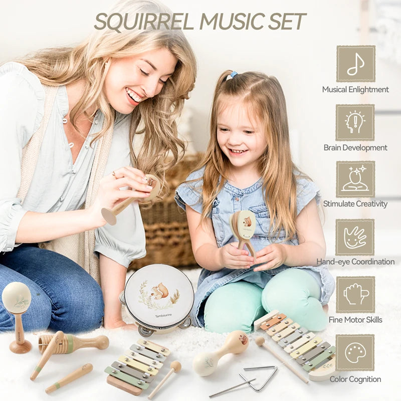 Montessori Wooden Xylophone & Beads – Musical Toy for Toddlers
