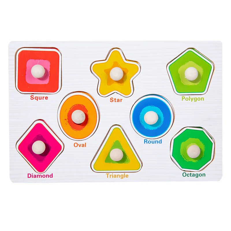 Montessori Wooden Puzzle – Alphabet, Numbers & Shapes for Early Learning