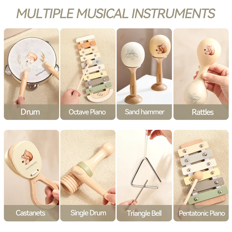 Montessori Wooden Xylophone & Beads – Musical Toy for Toddlers
